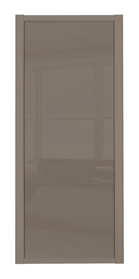 Shaker Sliding Wardrobe Door- STONE GREY FRAME- CAPPUCCINO GLASS SINGLE PANEL (1)