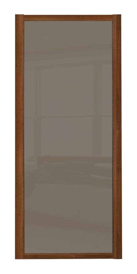 Shaker Sliding Wardrobe Door- WALNUT FRAME- CAPPUCCINO GLASS  SINGLE PANEL