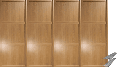 Shaker Style Oak Panel Door & Track Set to suit an opening width of 2387mm