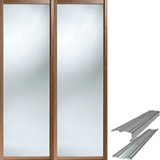 Shaker Style Walnut Frame Mirror Door & Track Set to suit an opening width of 1193mm