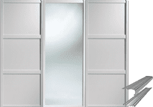 Shaker Style White 2 Panel & 1 Mirror Door & Track Set to suit an opening width of 1778mm