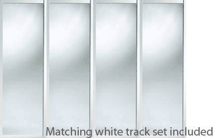 Shaker Style White Frame Mirror Door & Track Set to suit an opening width of 2387mm