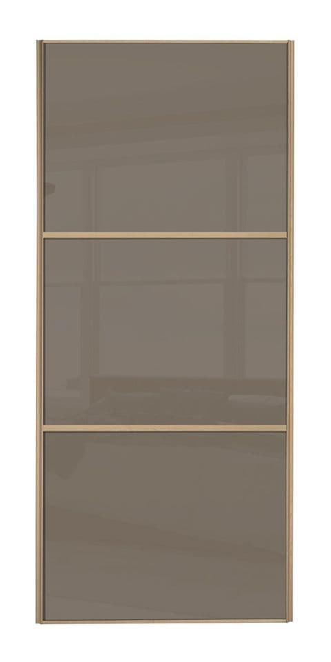 Wideline sliding wardrobe door, Maple frame/ Cappuccino glass