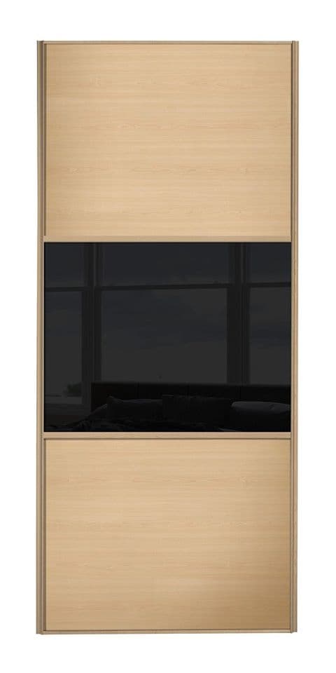 Wideline sliding wardrobe door, Maple frame, Maple-Black-Maple