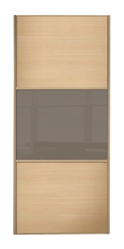 Wideline sliding wardrobe door, Maple frame, Maple-Cappuccino-Maple