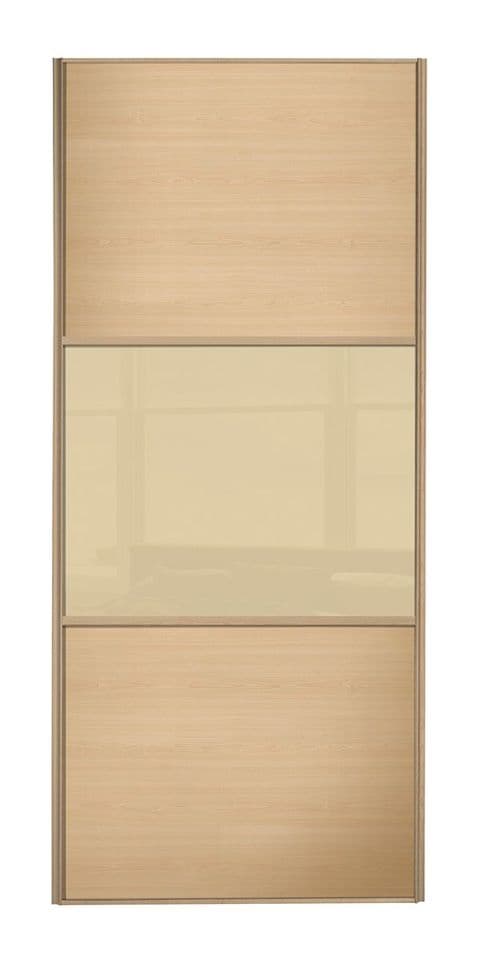 Wideline sliding wardrobe door, Maple frame, Maple-Cream-Maple
