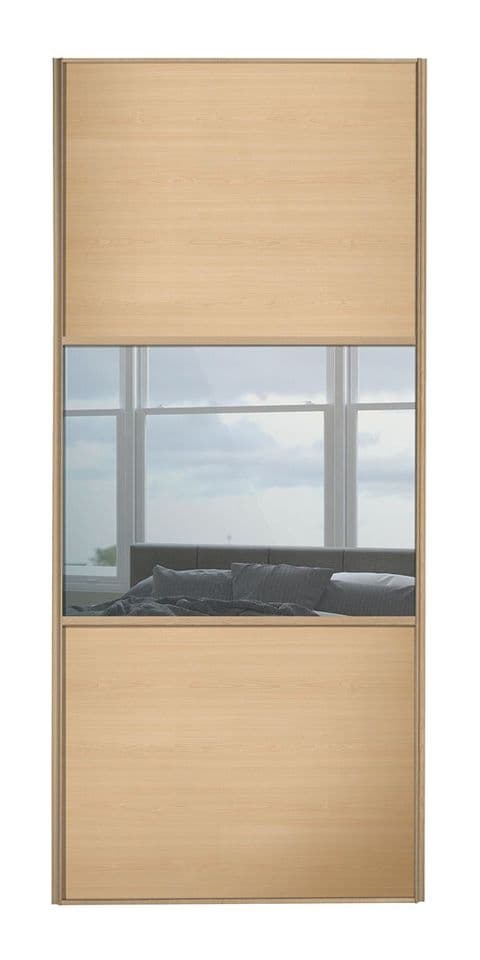 Wideline sliding wardrobe door, Maple frame, Maple-Mirror-Maple
