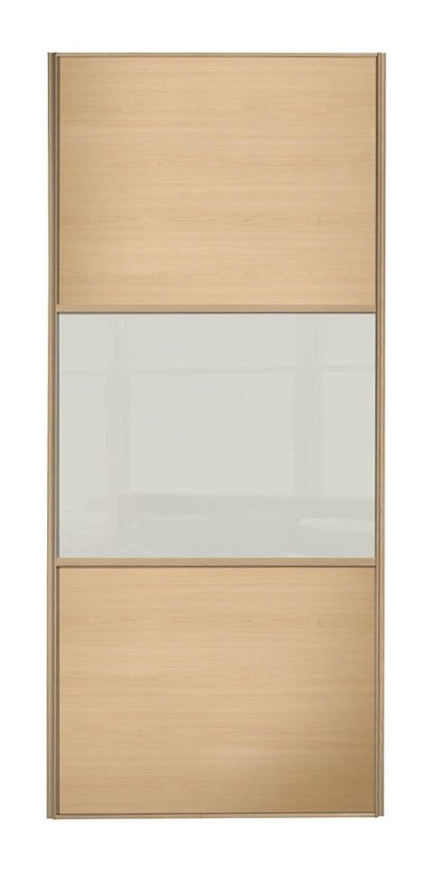 Wideline sliding wardrobe door, Maple frame, Maple-Soft white-Maple