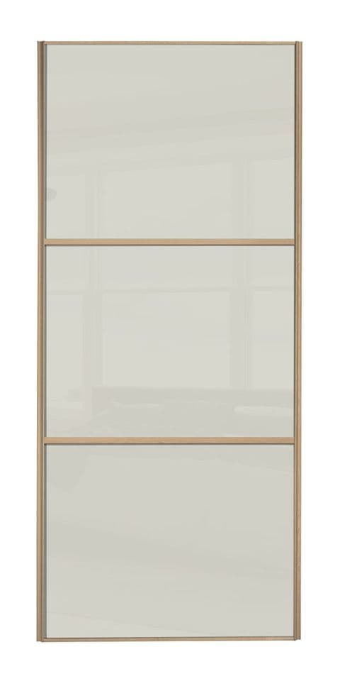 Wideline sliding wardrobe door, Maple frame/ Soft white glass