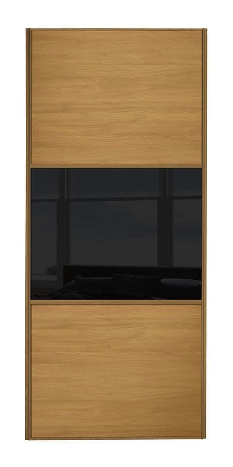 Wideline sliding wardrobe door, Oak frame, Oak-Black-Oak