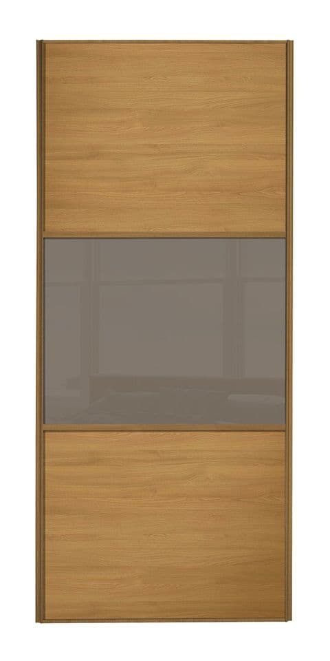 Wideline sliding wardrobe door, Oak frame, Oak-Cappuccino-Oak