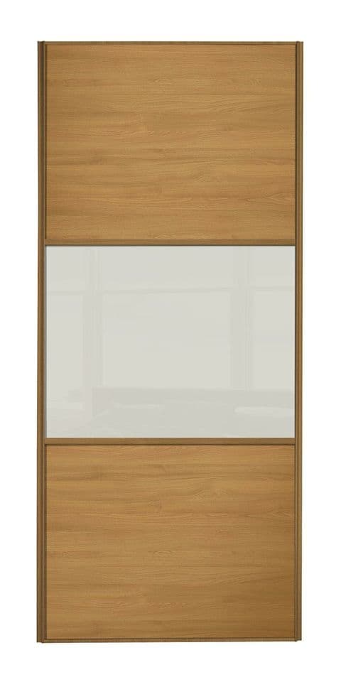 Wideline sliding wardrobe door, Oak frame, Oak-Soft white-Oak