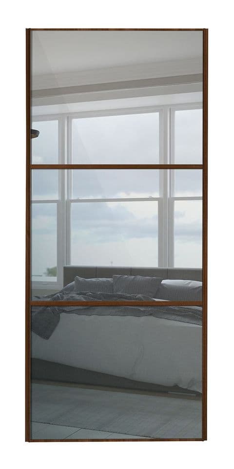 Wideline sliding wardrobe door, Walnut frame/ Mirror