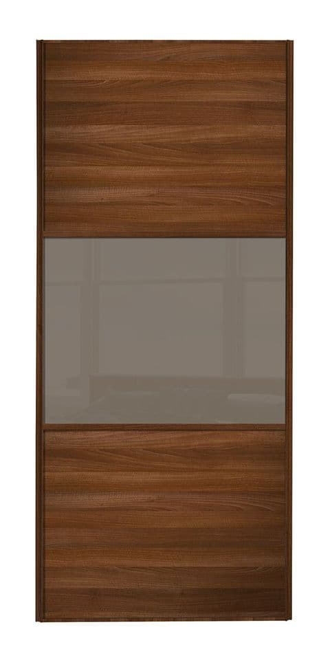 Wideline sliding wardrobe door, Walnut frame, Walnut-Cappuccino-Walnut