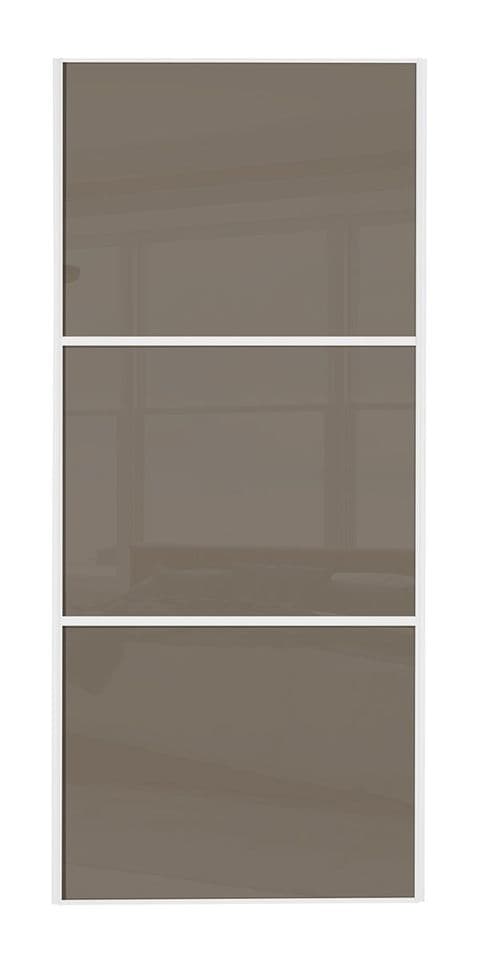 Wideline sliding wardrobe door, White frame/ Cappuccino glass