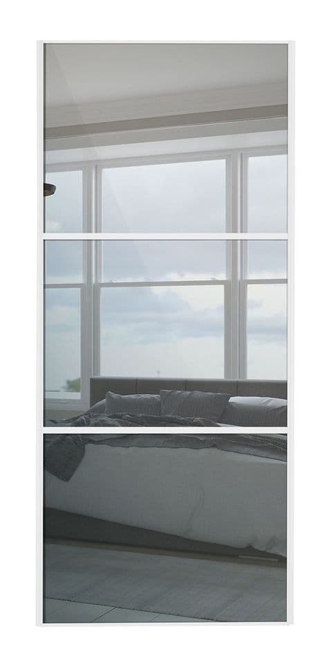 Wideline sliding wardrobe door, White frame/ Mirror