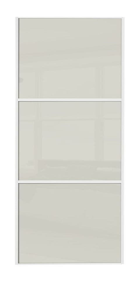 Wideline sliding wardrobe door, White frame/ Soft white glass