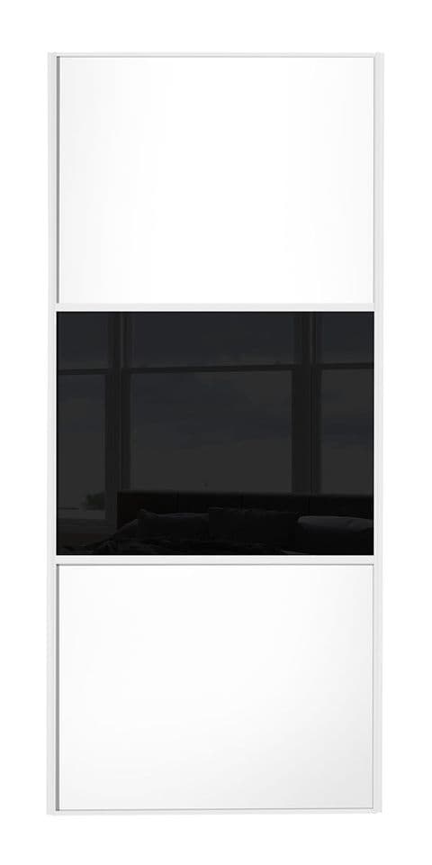 Wideline sliding wardrobe door, White frame, White-Black-White