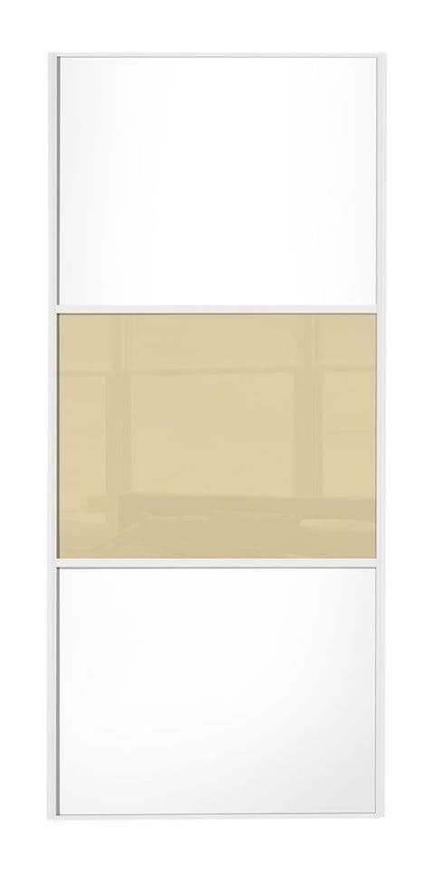 Wideline sliding wardrobe door, White frame, White-Cream-White